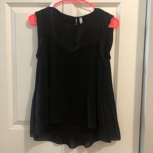 Zara black chiffon pleated blouse size XS
